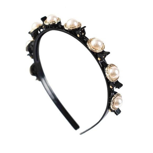 Vintage Pearl Headband Hairbands Pearl Bridal Hair Hoop White Faux Pearl Hair Ba - Picture 5 of 7